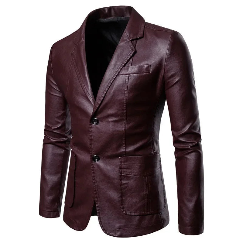 Louis™ - Blazer en Cuir Marron Élégant