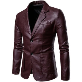 Louis™ - Blazer en Cuir Marron Élégant